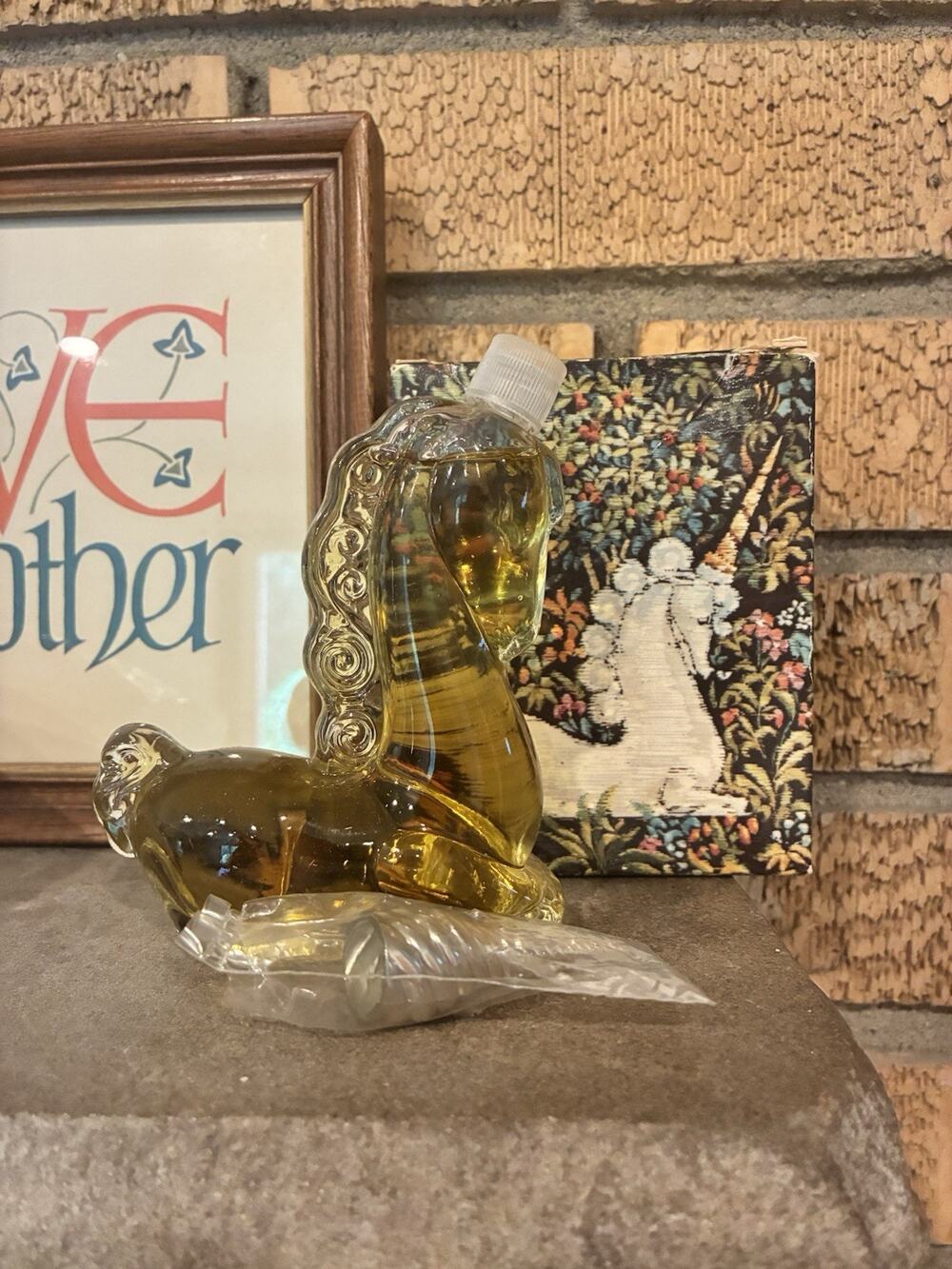Vintage Avon Unicorn Perfume Cologne Decanter NEW FULL Brocade Original Box